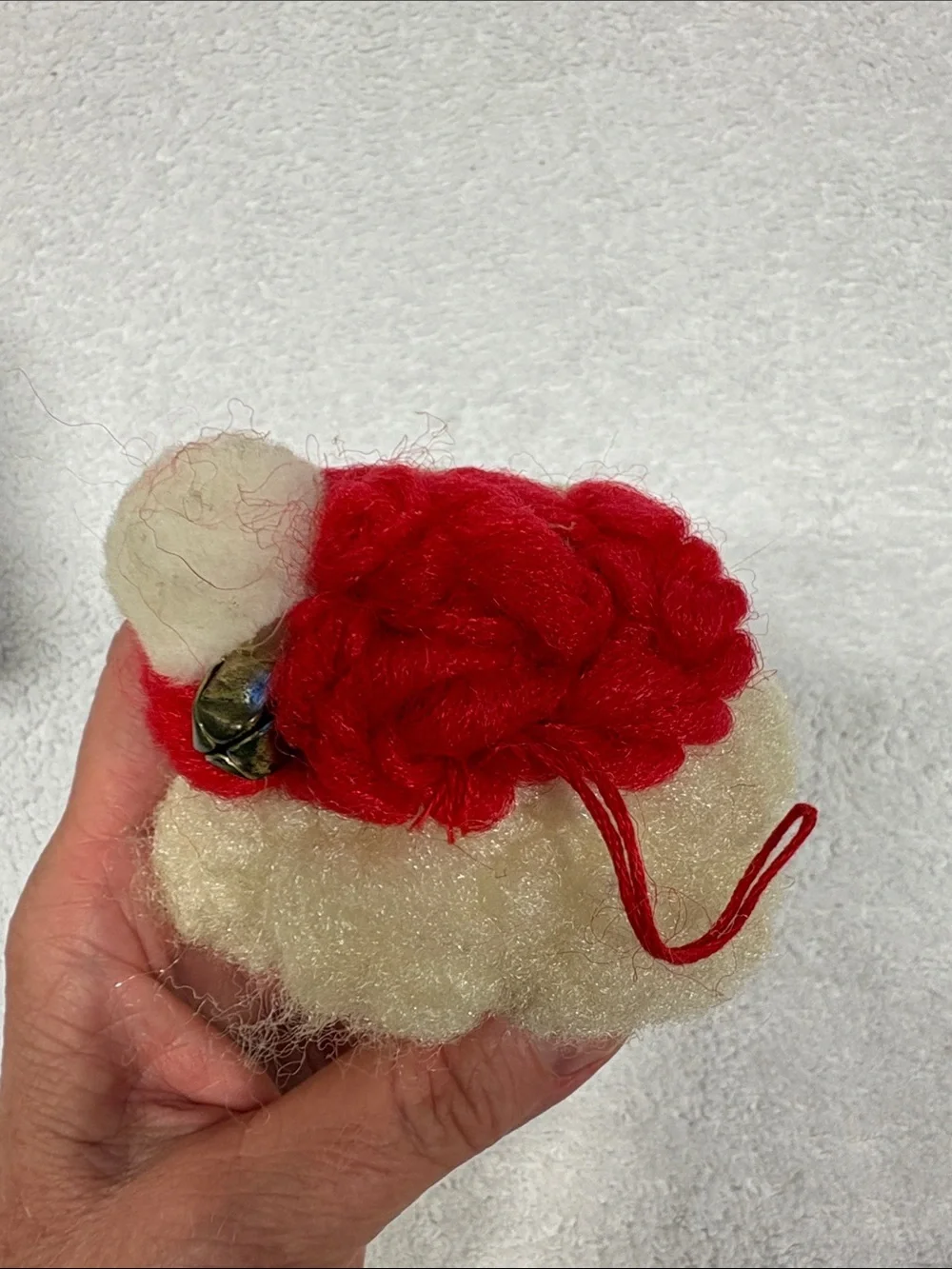 Source Unknown vintage Cream and Red Santa Face Holiday Ornament